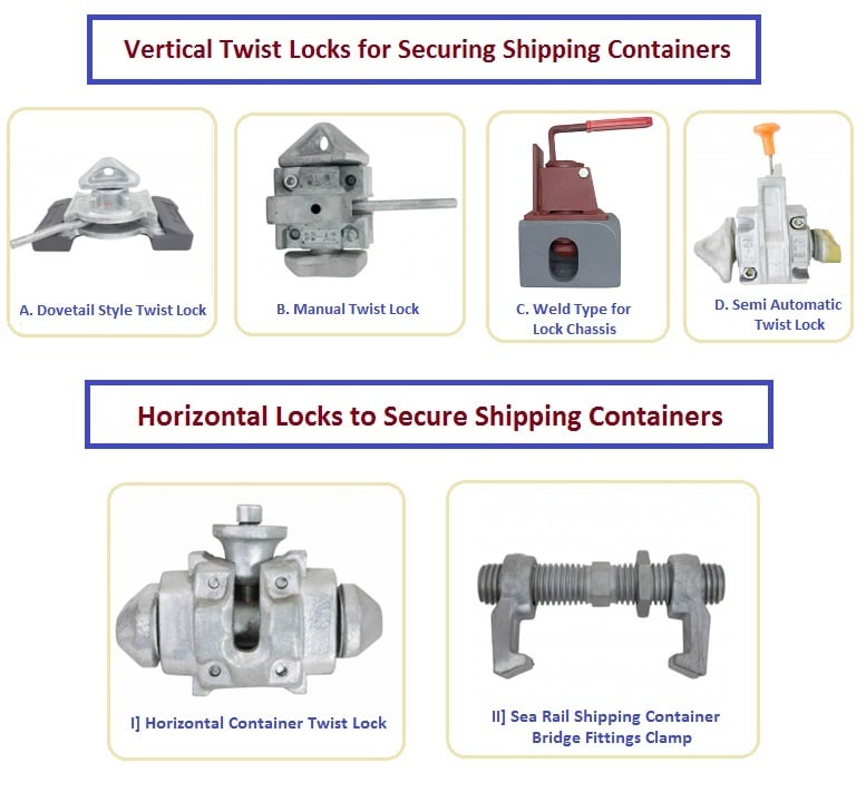Shipping containers Twist Locks Type and Parts