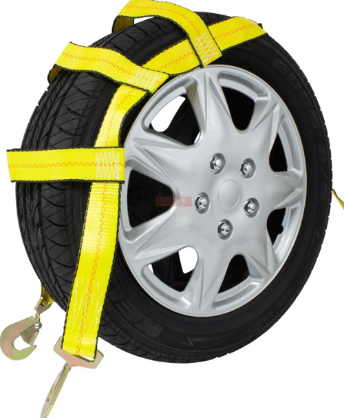 2 Yellow Car Carrier Tire holder Wheel 2" Straps with 1 loop + 1 Open end each 