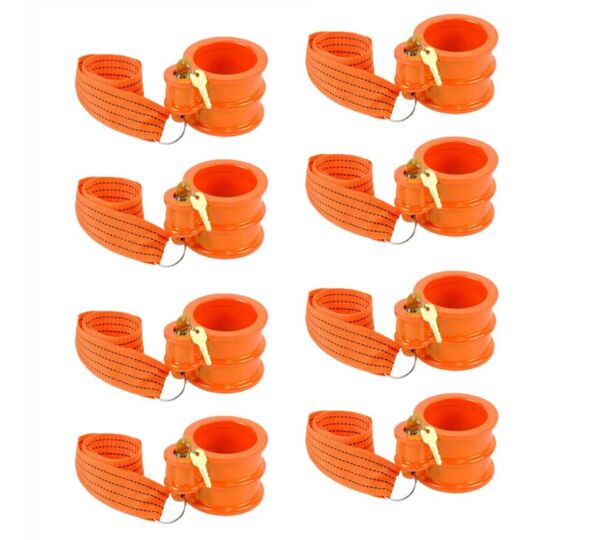 (8 Pack) King Pin Lock, Orange Powder Coated with Safety Ribbon (8 Pack) King Pin Lock, Orange Powder Coated with Safety Ribbon