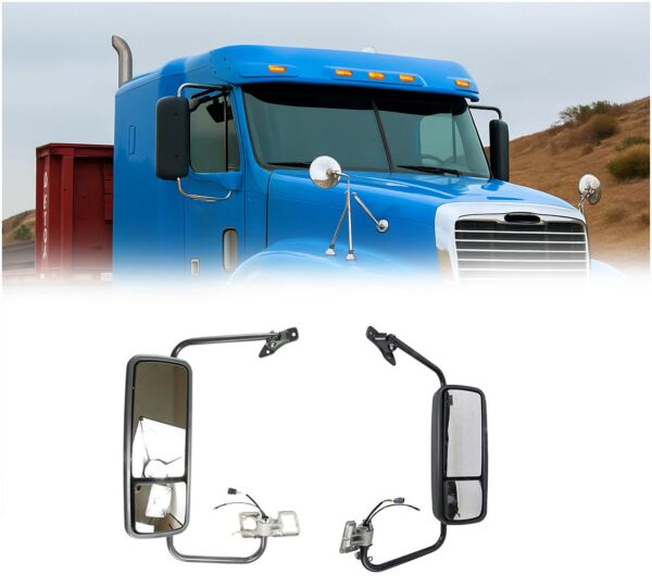 Left And Right Heated Power Black Door Mirror Fits 2001–2011 Freightliner Columbia Replaces OEM A22-62162-000/001, FRTA2262162000/2001, 13436, MSRK562  Mytee Products
