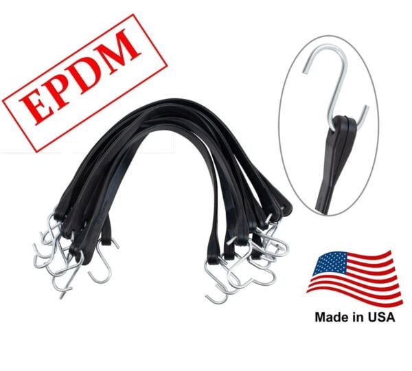 EPDM Tarp Bungee Straps -50 Pack, Made in USA