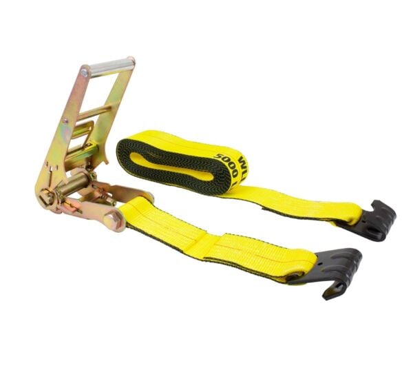 3" x 30' Ratchet Straps with 5,000WLL & Flat Hook Complete VIew-Mytee Products
