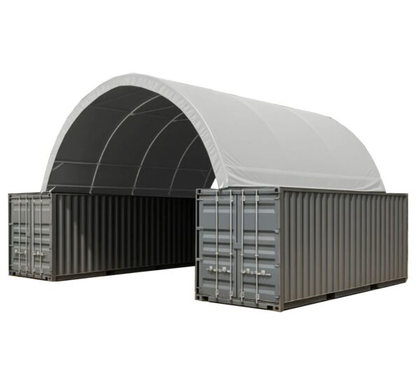 Shipping Container Building Shelter - 21 oz 610 gsm PVC Dark Gray Cover, No End Walls - Mytee Products7