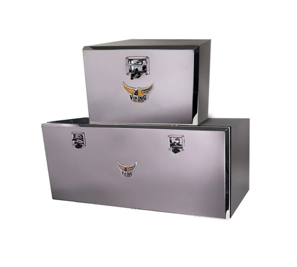Mirror Finish Trailer Tool Box Single Door, Barndoor Style, Mytee Products