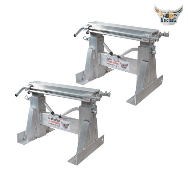 Viking’s 18"- 24" Aluminum Adjustable Heavy Duty Ramp Support Stands - Trailer Ramp Support Stand - Pair - Mytee Products1