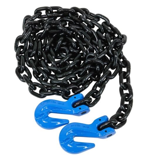 3/8" x 10' G100 High Grade Transportation Chain w/ Grab Hooks,8,800WLL-Mytee Products