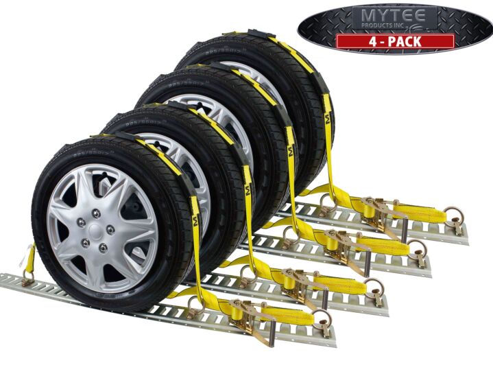 (4 Pack) Over the Tire Wheel Strap w/ E-Track Fittings 2" x 10'