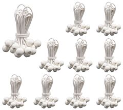 (250 Pcs) Bungee Cords for Tarp Tie Down - White, Rubber Ball Bungee Cords Main Image View - Mytee Products