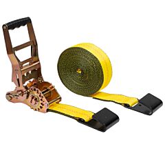 2in. x 30ft. Gear-Driving Reverse-Action Ratchet Tie-Down Strap w_ Flat Hooks - Yellow, 10,000 lbs BS Main Image View1 - Mytee Products