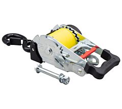 2In. x 9.2Ft. Retractable Ratchet Straps w_ Coated S Hook, Bolt On W_ Fasteners - Yellow Image View1 - Mytee Products