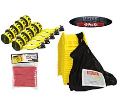 Flatbed Tie Down Kit - Winch Straps, Corner Protector, Heavy Duty Band