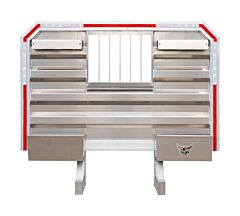 Aluminum Day Cab Rack w Bar Window, Chain Hangers, & Split Trays - 68in. x 70in. - Main Image7 - Mytee Products