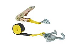 2" X 7' Ratchet Strap w/ Cluster Hook, HD E Fitting and Ratchet and Wear Sleeve, 1335 lbs WLL
