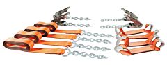 8 Point Tie Down Kit w/ Extensions, Stainless Steel Ratchets and High Abrasion Webbing