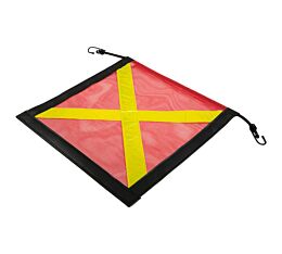 18_ x 18_ Vinyl Mesh Safety Flag w_ Bungee Cord & Reflective X Right Side View - Mytee Prodycts