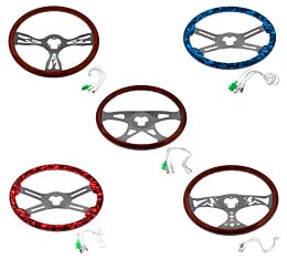 18 Wood Steering Wheel with Chrome Spokes for Trucks, Semi-Trucks - Fits KW, Peterbilt, Volvo, Freightliner - Image -Mytee Products