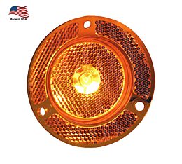 2-12_in Round Amber LED Marker Clearance Side Marker Flange For Trailer Chassis Light Front View-Mytee Products
