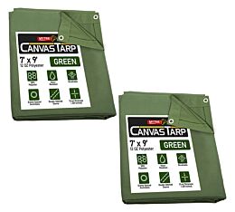 (2 Pack) 7' x 9' Canvas Tarp - Green