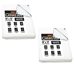 (2 Pack) 10' x 12' Canvas Tarp - White