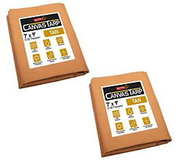 (2 Pack) 7' x 9' Canvas Tarp - Tan