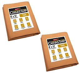 (2 Pack) 8' x 12' Canvas Tarp - Tan