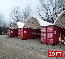 20’ Shipping Container Building Shelter - 21 oz 610 gsm PVC White Cover, No End Walls
