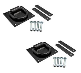 (2 Pack) 5/8" Heavy Duty Bolt-On Forged D Ring w/ Nut-Bolt & Support Bar - 18,000 Lbs B/S