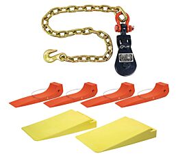 2 Ton Sheave Snatch Block, (4 Pcs) Orange Tire Skates, w (2 Pcs) Tow Ramps with Curved Edges-Mytee Products