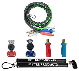 3-in-One ABS Air Lines 12, 15 & 18 Ft with Aluminum Gladhands, Poly Extensions & Double Spring Tender Kit - Mytee Products