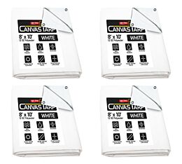 (4 Pack) 8' x 10' Canvas Tarp - White