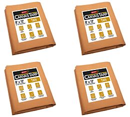 (4 Pack) 8' x 12' Canvas Tarp - Tan