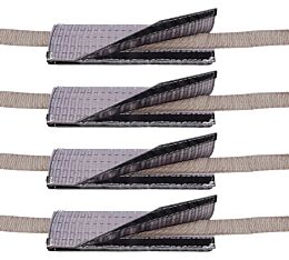 (4 Pack) 4" x 12" Cordura Flat Quick Sleeve Wear Pad for 1" & 2" Flat Web Slings - Gray
