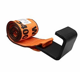 4_ x 5_ Roll off Container Orange High Abrasion Winch Strap w_ Flat Hook, Working Load Limit_ 6,667 lbs. Left Angle View-Mytee Products