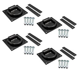 (4 Pack) 5/8" Heavy Duty Bolt-On Forged D Ring w/ Nut-Bolt & Support Bar - 18,000 Lbs B/S