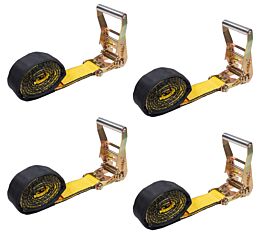 (4 Pack) Heavy-Duty Underlift Tie-Down Straps w/ Ratchet Handle & Cordura Sleeves - 2" x 66", 21,000 lbs BS