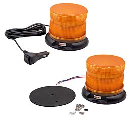 5_ Amber LED Short Dome Strobe Light for Emergency & Escort Vehicles, 12–24V DC, Multiple Flash Patterns, SAE Class 1 Main Image View - Mytee Products