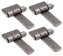 (4 Pack) 6-1/8" x 3-3/8" Long Leaf Strap Style Heavy-duty Steel Door Hinge for Trailers, Weld-on