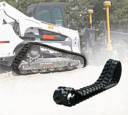 7-inch black rubber track with A3 lug pattern 15mm tread height C-type pattern Low vibration OEM replacement for Bobcat MT85 Vermeer ABS Application View- Mytee Products