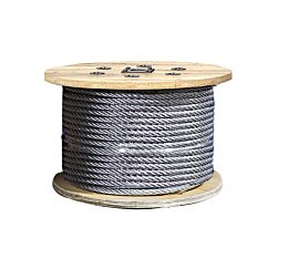 7x19 Galvanized Aircraft Cable Wire Rope, 18 x 250'- full thread view On pallet - Mytee Products