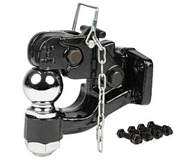 8 Ton Heavy-Duty Pintle Hitch with 2 5_16 inch Ball for Trailers- right side view with connecting bolt view - Mytee Products_