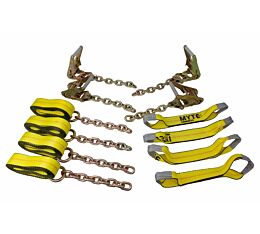 8 Point Roll Back Car Tie Down Straps kit with 18ft Straps and Chain Ends by Mytee Products