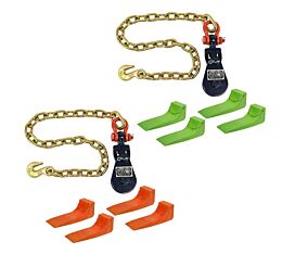 (1 Pk) 2 Ton 3_ Sheave Snatch Block w_ Shackle Chain Anchor & 4 Pk Tire Skates Main View - Mytee Products