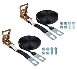 (2 Pack) 1" x 46' Center Ridge Strap with Ratchet & Keyhole Plates for Trailers- 1,000 lbs BS