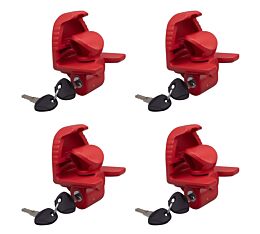 (4 Pack) Universal Heavy-Duty Trailer Coupler Lock - Red, Keyed Alike