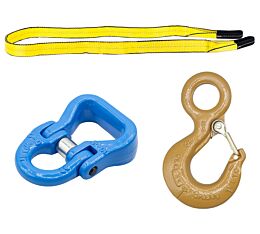 Alloy Steel Eye Hook, Web Sling Connector and Flat Eye Sling - Main Image - Mytee Products