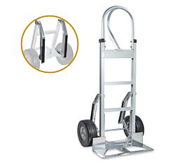 Aluminum Hand Truck w_ P Handle & Stair Climber - 600 lbs Capacity Front View with Stair Climber - Mytee Product