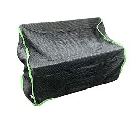 Black Quilted Loveseat Cover for Moving & Storage Binding  Front Side View - Mytee Products