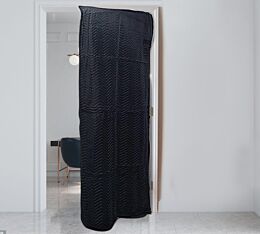 Black Quilted & Padded Door Covers for Moving Door with Cover Front Side View - Mytee Products