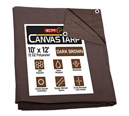 10' x 12' Canvas Tarp - Dark Brown
