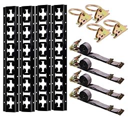 E-Track Kit - 8' Cross X-Track Rails w/ E-Track O-Ring Fittings and Ratchet Straps